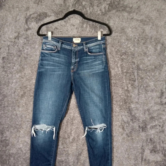 L'agence sada High rise cropped slim jeans in York destruct women's 27 - Picture 3 of 9